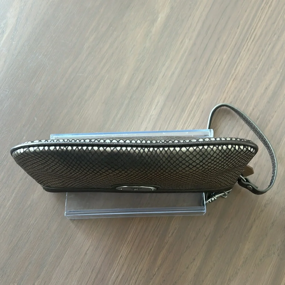 Fossil New Perfect Wristlet Metallic Leather Snake Skin Print